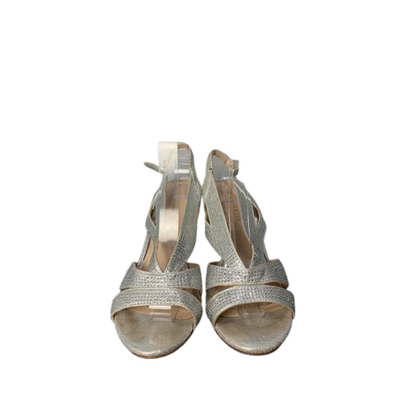 Kelly & Katie Womens Size 8.5 Silver Strappy Slingback High Heels - Picture 2 of 8